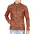 Mens Brown Solid Faux Leather Jacket