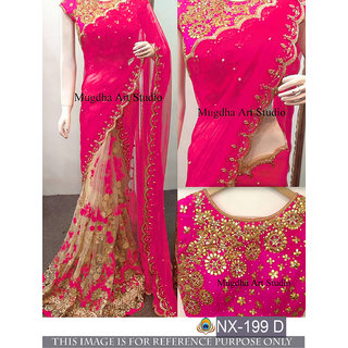 Buy Srk Pink And Beige Color Georgette And Mono Net Half And Half Saree Online 2199 From Shopclues Buy Srk Pink And Beige Color Georgette And Mono Net Half And Half Saree Online 2199 From Shopclues