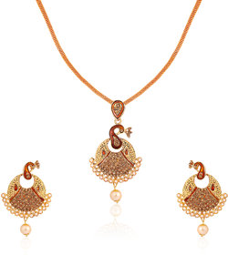 Bhagya Lakshmi Peacock Style Antique Pendent Set For Women And Girls