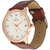 Smart Mens Watch Brown Leather Strap Rose Gold Big Dial