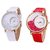 Mxre Analogue Diamond White Dial Combo Watch for Girls and Women Pack Of 2 (Mxre-White-red)