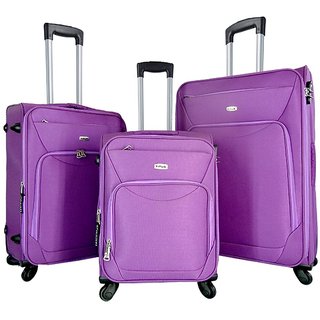 Timus Upbeat Spinne 4 Wheel Strolley Suitcase SET OF 3 Expandable Cabin and Check in Luggage   28 inch  Purple 