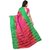Gaurangi Creation Pink  Green Cotton Silk Woven saree with blouse