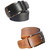 Combo of Black and Tan Faux Leather Belt