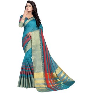 Buy Laxminarayan Sky Blue Cotton Silk Party Sarees Online 599