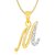 Vk Jewels Alphabet Collection Initial Pendant Letter M Gold  Rhodium Plated