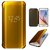 BM Smart Clear View Slim Electroplating Mirror Transparent Hard Flip Cover Case For Samsung Galaxy J7 Prime-Gold