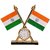 Flag Indian Flag Holder with Watch- Indian Flag Cross Design Dashboard Stand for Table- Double Sided Cross Flag Stand with Classic Stand for Table