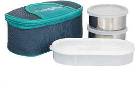 Philco Solace Blue-Green Lunchbox-2 Steel Container1 Plastic Chapati tray