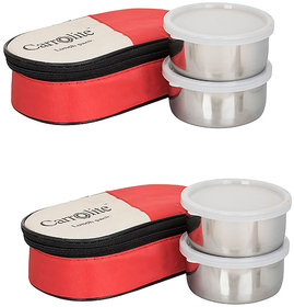 Combo 2 in 1 Red Lunchbox-4 Steel Container