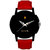 Golden Bell Original Black Dial Red Leather Strap Analog Wrist Watch for Men - GB-407