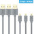 Tukzer (Pack of 3) Gold Plated 1.2M High Speed, Quick Charge 2.4 Amp Micro USB Cable (Grey)