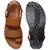 Mywalk Mens Leather Velcro Sandal