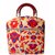 Milans creation Trendy hand bag cotton silk Multicolour combination with red handle purse