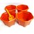 Hexagonal Plastic Plant Pots  (Terracotta) Set of 4 with Gardening Khurpa