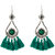 Jewelmaze Green Thread Rhodium Plated Earrings 