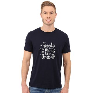                       Double F Tshirt For Men Round Neck Half Sleeves Men's Printed Quotation Tshirt Good thinks take Time                                              