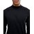 PAUSE Black Solid Cotton Mock Neck Slim Fit Long Sleeve Men's T-Shirt