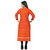 Vaikuth Fabrics Orange Embroidered Rayon Stitched Kurti