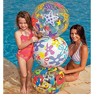 Intex Lively Print 20 Inch Inflatable Beach Ball - Water Toys Games (colors And Design May Vary)