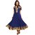 Shivi Blue Embroidered Faux Georgette Sleeveless Long Kurti