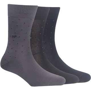 Hush Puppies Mens Formal Calf Length Socks Plain Pack Of 3 Pair With Fine Gassed Mercerised Cotton