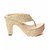 Dajwari Women's Synthetic Leather Gold Color Wedges