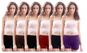 (PACK OF 5)  Women's Plain Cotton Boys Shorts (Bloomers) - Assorted Color