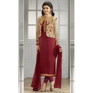 India Stylish Designer Bollywood Stan Maroon Georgette India Stylish Designer Bollywood Stan Maroon Georgette Unsched Prachi Desai Suit Salwar Kameez Koti Dress