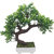 Random Bent Artificial Bonsai Tree with Green Leaves and Green Flowers