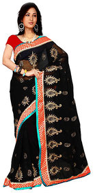Bhuwal Fashion embroidered Black Georgette Sari-BF71