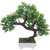 Random Bent Artificial Bonsai Tree with Green Leaves and Green Flowers