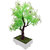 Random 3 Branched Artificial Bonsai Tree with Green and White Leaves and Purple Flowers