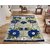 Manvi Creations New Floral Design Blue Chenille Carpet