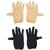 Tahiro Black N Beige Cotton Full Finger Gloves - Pack Of 2