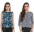 Klick2Style Women's Crepe Dark Blue and Multicolor Top (Pack of 2)