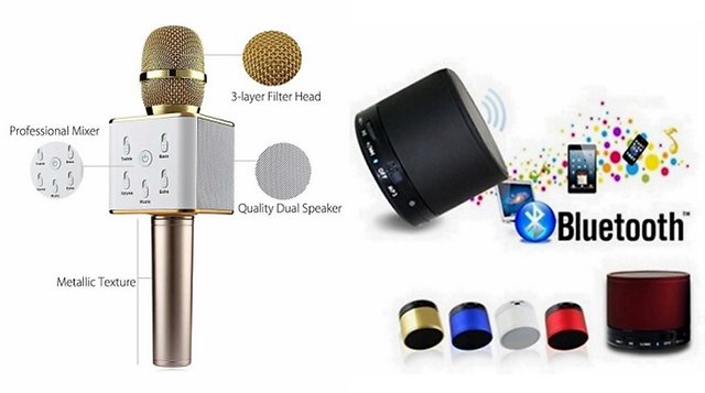 Zemini Q7 Microphone and S 10 Bluetooth Speaker for SAMSUNG GALAXY A9 Q7 Mic and Karoke with bluetooth speaker S 10 Bluetooth Speaker