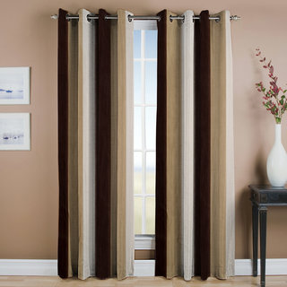 Famekart Royal Multi Shade Brown Cream White Stripped Pattern Famekart Royal Multi Shade Brown Cream White Stripped Pattern Long Door Curtain Pack Of 2