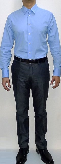 sky blue shirt and pant combination