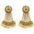Jewelmaze Gold Plated Brown Austrian Stone Dangler Earrings 