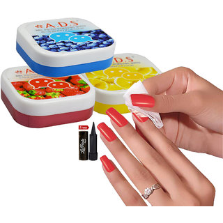 ADS A1666 Lemon Strawberry Bluberry Polish Removing Wipes Pack of 3PCs With Free LaPerla Kajal