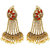 JewelMaze Gold Plated Maroon Kundan Stone Dangler Earrings