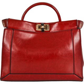 Buy Fiona Trends Red PU Turn Lock Hand Held Bag Online 1099