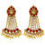 JewelMaze Gold Plated Maroon Kundan Stone Dangler Earrings