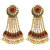 JewelMaze Red Kundan Stone Gold Plated Dangler Earrings