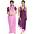 Be You Satin Pink-Purple Solid Women Nighty  Robe Set