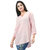 Aarnaa Women Casual Tunic 3/4th Sleeve Mandarin Collar Light Pink Muslin Short Kurti