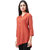 Aarnaa Women Casual Tunic 3/4th Sleeve Mandarin Collar Brown Muslin Short Kurti