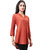 Aarnaa Women Casual Tunic 3/4th Sleeve Mandarin Collar Brown Muslin Short Kurti