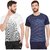 Masch Sports Mens Polyester Printed T-Shirts - Pack of 2 (White  Navy Blue)